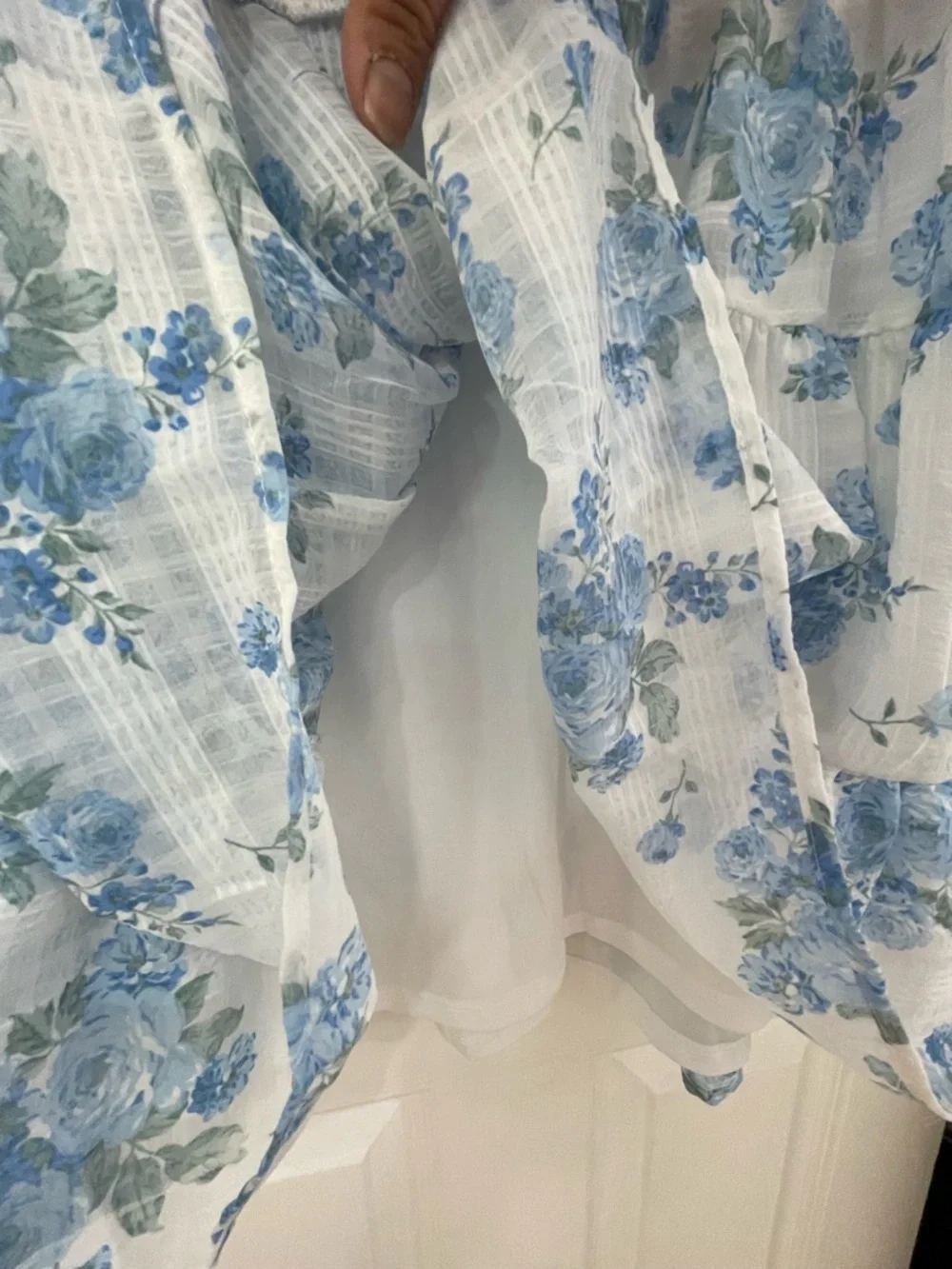 NWOT Altar'd State White Mini Dress with Blue Floral Print - Picture 8 of 10